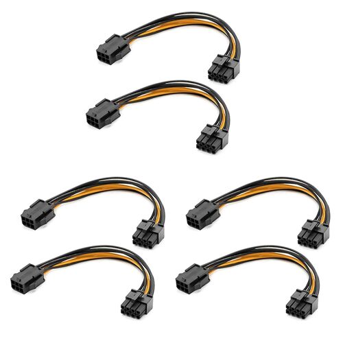 6 Pack Carte graphique 6 broches à 8 broches Pcie adaptateur câble d'alimentation (gpu vidéo carte graphique câble d'alimentation)