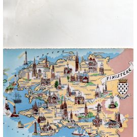 Carte Postale Xxeme Siecle -Les Provinces Francaises - Theme Regions Cartographie - N° 4 Bis - Bretagne - Finistere - Non Ecrite Editions Gabi - Dentelee 15 Cm X 10.70 Cm
