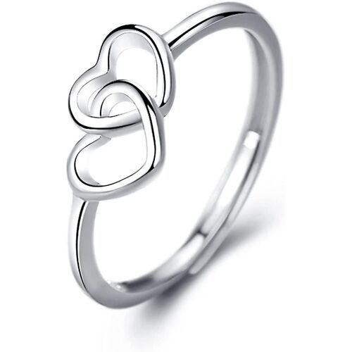 Bagues À Doigts En Argent Pour Les Femmes Acsergery, 925 Bague À Double Coeur En Argent Sterling Bague À Flèche Ouverte Cadeau