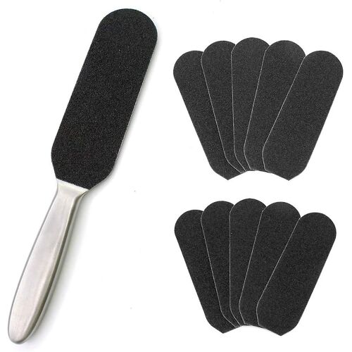 Pédicure Pied Lime Callus Remover - Récureur De Râpe De Pied En Acier Inoxydable Avec 10pcs Tampons De Remplacement De Grains De Recharge Gratuits 