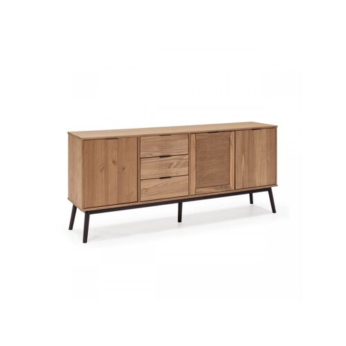 Buffet 3 Portes 186 Cm Albi Pin Massif Et Rotin