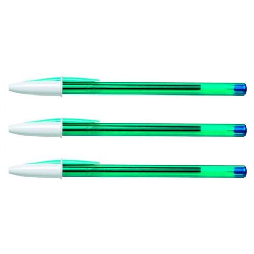 Bic Lot De 3 Stylos Bille Bicolore Like Me Pte Moyenne Encre Bleu