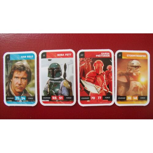 Lot 4 Cartes Star Wars*Leclerc 2018:N° 3+ 13+ 63+ 77