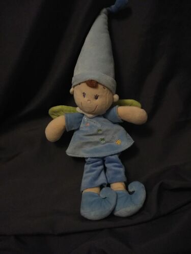 Doudou Lutin Ailes Feuilles Bleu Vert Nicotoy