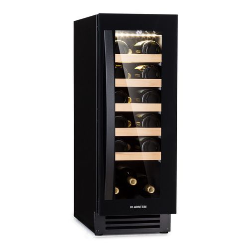 Cave à vin encastrable - Vinovilla 20 - 50 L / 20 bouteilles Porte vitrée acier inoxydable - Noir