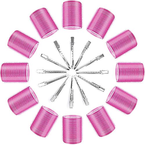 Almi 24 Pcs Hair Rollers Set, Inclure 12 Pcs Self Grip Hair Rollers & 12pcs Duckbill Gift