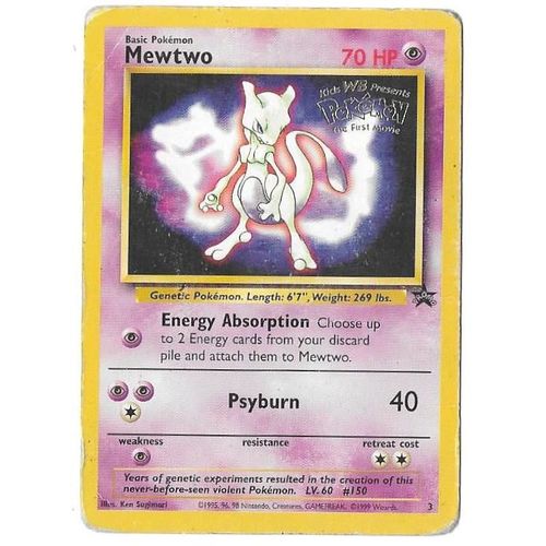 Mewtwo 3 Black Star Promo - "Kids Wb Presents Pokemon The First Movie"