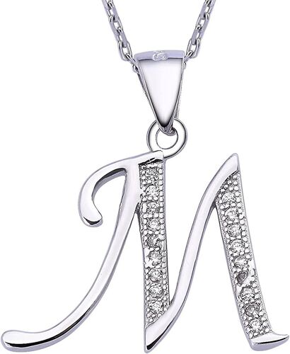 Pendentif Initial 925 Collier Lettre En Argent Sterling Avec Zircone Cubique
