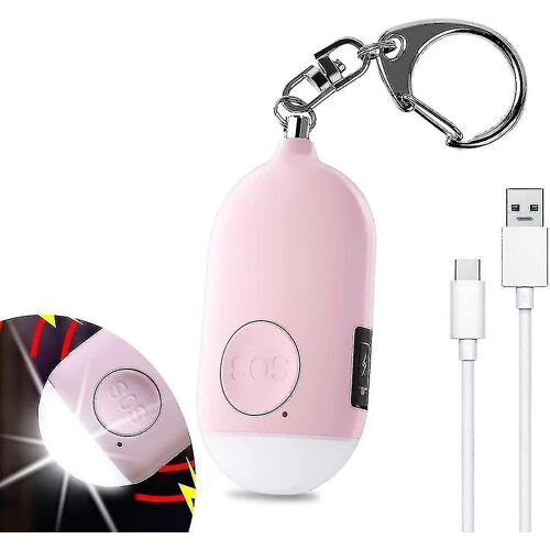 Alarme D'urgence Personnelle De 130 Db, Alarme De Sécurité Rechargeable Avec Lampe De Poche À Led Torche Alarme Antivol, Pour Les Femmes Enfants Aventuriers Âgés - Rose