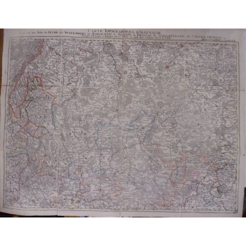 Carte Topographie D'Allemagne - Laeger - Duché De Wurtemberg, Du Margraviat, De Baaden, De Brisgaw, De Schwartzwald, De L'Alsace, Ortenau - Feuille Lviii - Entoilée - 18e S - 66,5 X 52 Cm