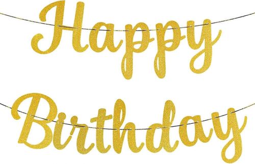 bannière de joyeux anniversaire, paillettes or joyeux anniversaire bannière suspendue joyeux anniversaire