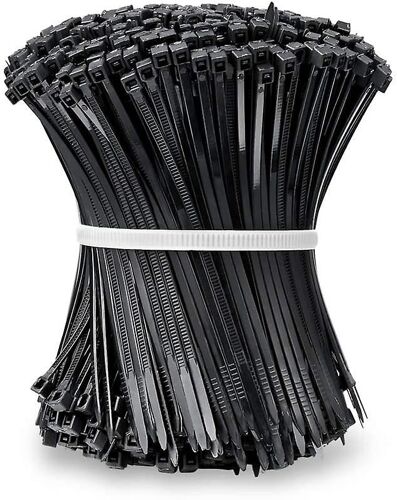 Attaches de câble 200mm X 3.6mm 500 Pièces, Nylon, Résistant aux UV - Noir
