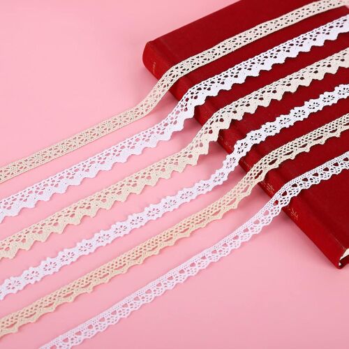 6 rouleaux 30 verges blanc dentelle ruban rouleau - crème dentelle garniture coton Crochet dentelle bord garniture ruban