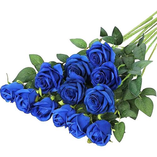 12pcs Roses artificielles Fausses fleurs Single Long Stem Blooms Avec Acsergery Rose Buds Cadeau