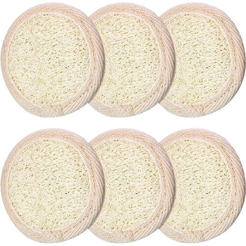 6 Pièces Acsergery Exfoliant Loofah Pad Facial Body Scrubber Round Bath Douche Loofah Cadeau