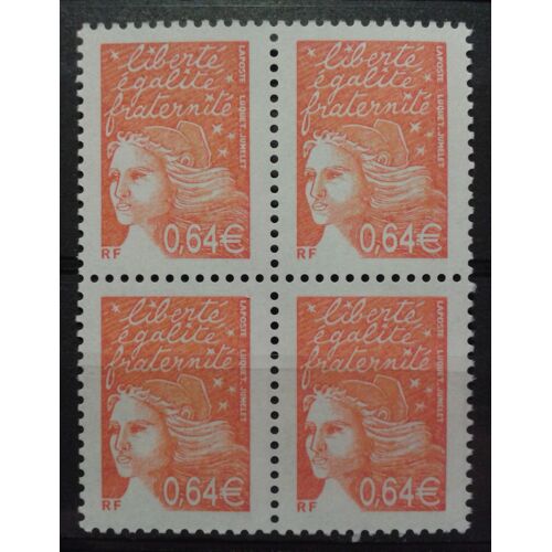 Bloc 4 Timbres France 2002 Yvert Et Tellier N°3452 Marianne De Luquet 0,64 Neuf**