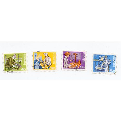 Suisse- Lot De 4 Timbres Oblitérés- Métiers