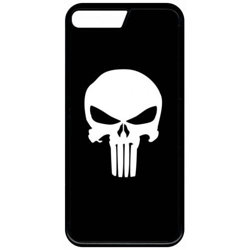 Coque - Tête De Mort Sur Fond Noir - Compatible Avec Apple Iphone 8+ - Plastique - Bord Noir
