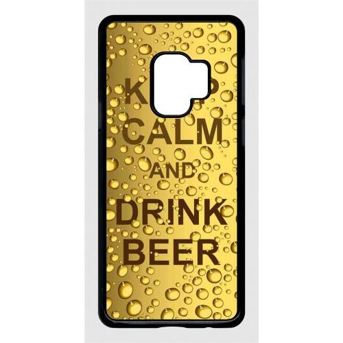 Coque Pour Smartphone - Keep Calm Biere Bulle - Compatible Avec Samsung Galaxy S9 - Plastique - Bord Noir