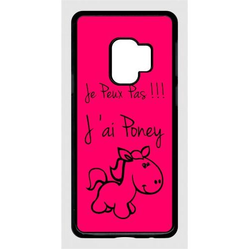 Coque pour smartphone - Citation poney rose - compatible avec samsung Galaxy S9 - Plastique - bord Noir