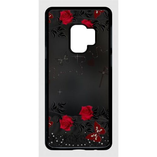 Coque pour smartphone - Roses gothic chapelet - compatible avec samsung Galaxy S9 - Plastique - bord Noir