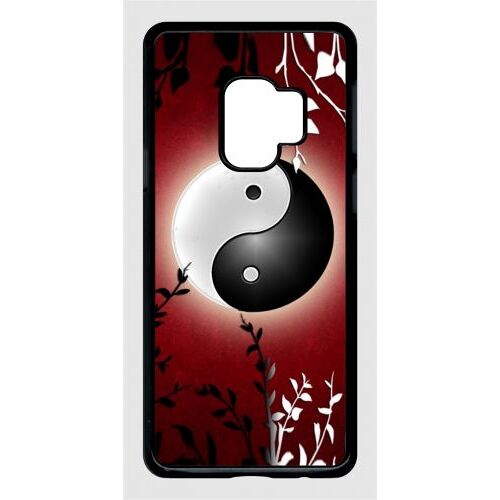 Coque Pour Smartphone - Ying Yang Rouge - Compatible Avec Samsung Galaxy S9 - Plastique - Bord Noir