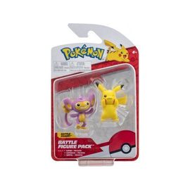 Coffret 2 Figurines Pokemon Pikachu Et Capumain - Figurine De Combat - Pour Pokemon Jaune Et Mauve - Set Jouet Garçon + 1 Carte Animaux