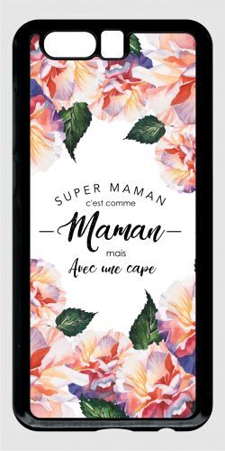 Coque Pour Smartphone - Super Maman - Compatible Avec Honor 9 - Plastique - Bord Noir
