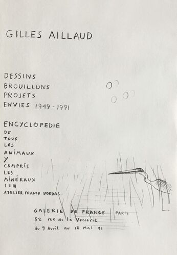 Gilles Aillaud Affiche Galerie De France 1991