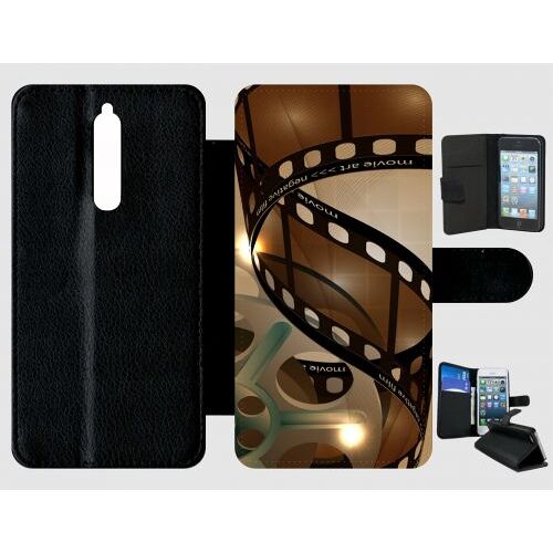 Etui A Rabat - Cinema Film - Compatible Avec Nokia 8 - Plastique - Bord Noir