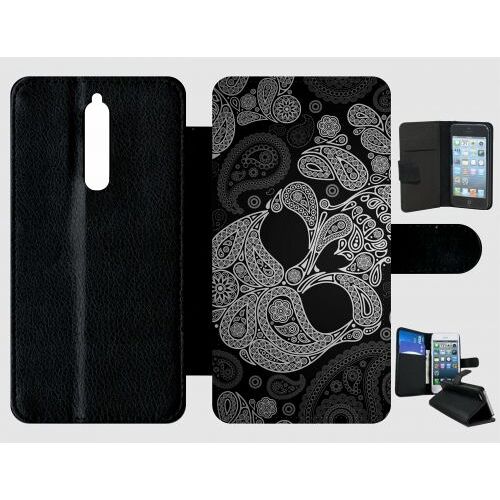 Etui A Rabat - Tete De Mort Barroque - Compatible Avec Nokia 8 - Plastique - Bord Noir