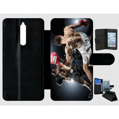 Etui A Rabat - Boxe Everlast - Compatible Avec Nokia 8 - Plastique - Bord Noir