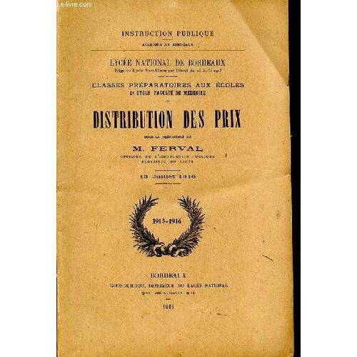 Distribution Des Prix. 13 Juillet 1916