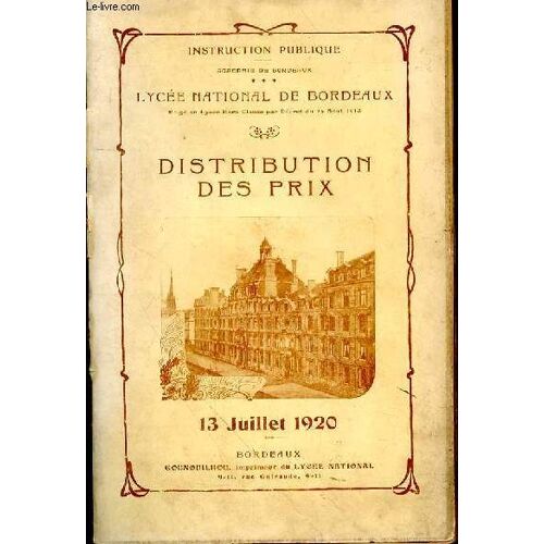 Distribution Des Prix. 13 Juillet 1920