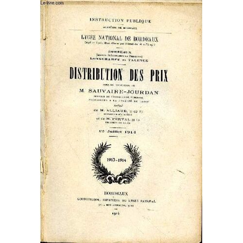 Distribution Des Prix. 12 Juillet 1914