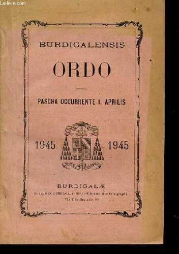 Burdigalensis. Ordo. Pascha Occurrente I. Aprilis