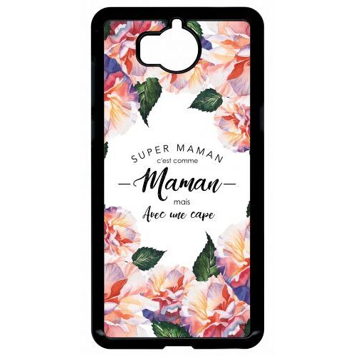 Coque Pour Smartphone - Super Maman - Compatible Avec Huawei Y5 (2017) - Plastique - Bord Noir