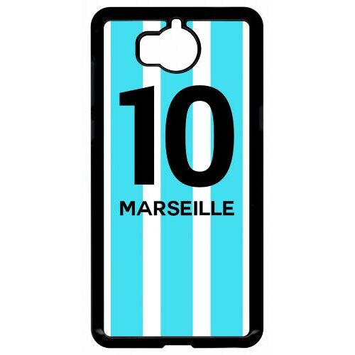 Coque Pour Smartphone - Equipe Maillot Marseille - Compatible Avec Huawei Y5 (2017) - Plastique - Bord Noir