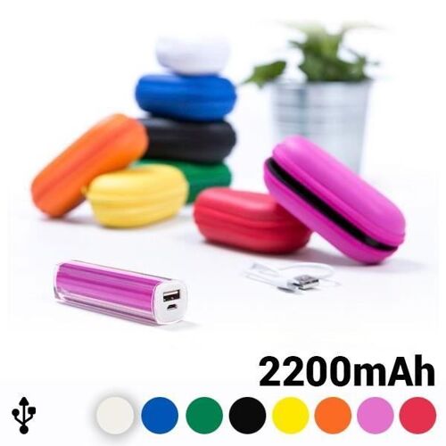 Power Bank 2200 Mah Avec Étui Et Cable - Batterie De Secour Pour Smartphone Couleur - Orange