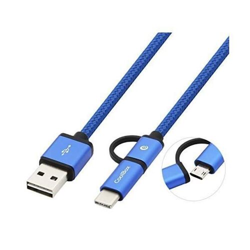 Câble Usb Vers Micro Usb Et Usb C Chargeur Smartphone Couleur - Gris