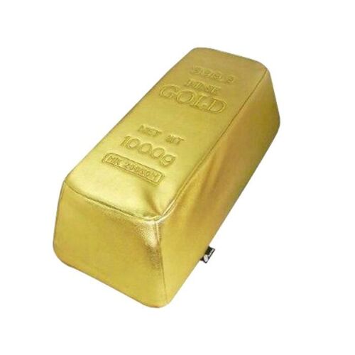 Pouf - Lingot d'or - Imitation cuir - Doré - 55 x 25 x 17 cm