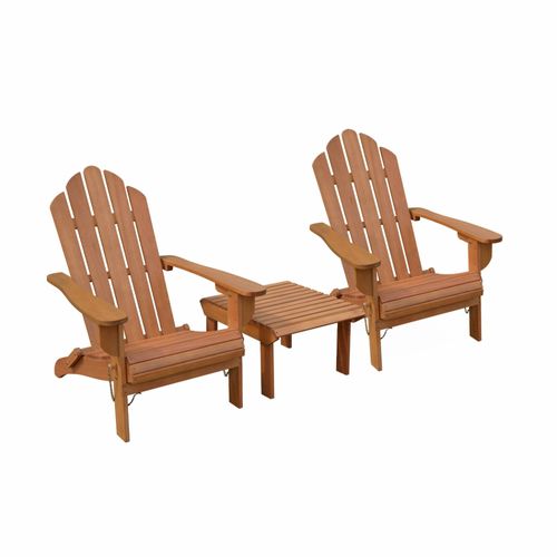 Lot De 2 Fauteuils De Jardin En Bois Avec Un Repose-Pieds/Table Basse - Adirondack Salamanca -