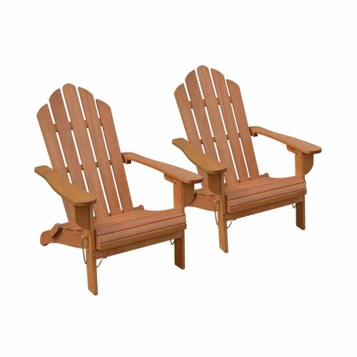 Lot De 2 Fauteuils De Jardin En Bois - Adirondack Salamanca- Eucalyptus - Chaises De Terrasse