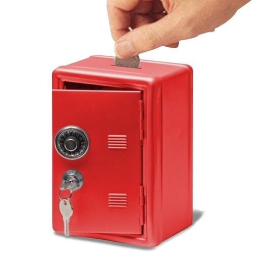 Coffre Fort Tirelire Noir * Matière : Métal * Dimensions : 18 X 12 X 10 Cm * Serrure À Clé * Roue De Combinaison Fonctions :