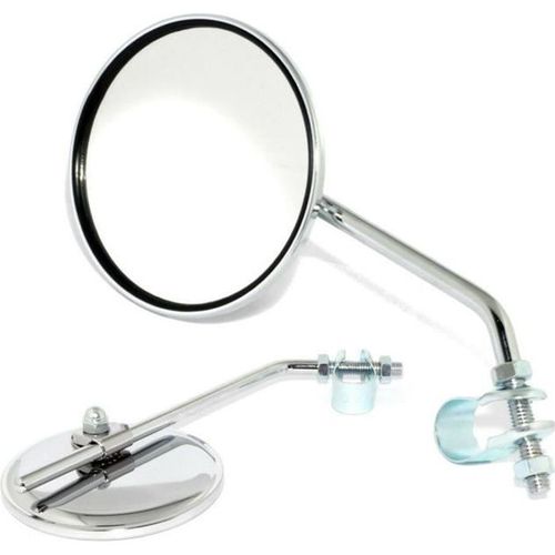 1x Retroviseur Rond D75 L190 Chrome Velo Ville Fixie Vtt Vintage Route Fixation Gauche Droit