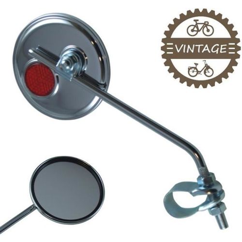 Retroviseur Rond D75 L190 Chrome Velo Ville Fixie Vtt Vintage Route Fixation Gauche Droit