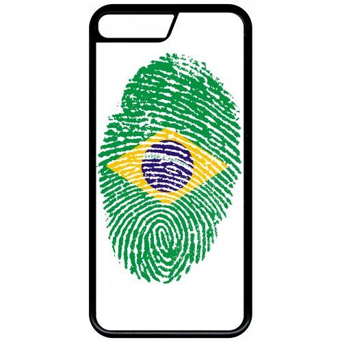Coque iphone 8+ - empreinte digitale drapeau bresil brazil - noir