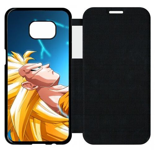 Etui Flip Flap Galaxy S7 Edge - Dragon Ball Z Gohan Super Saiyan 3 - Simili-Cuir - Noir
