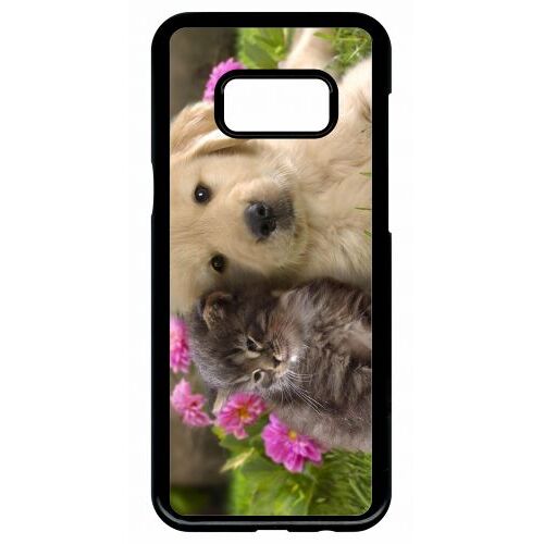 Coque Pour Galaxy S8+ - Chiot Golden Retriever Et Chaton - Noir