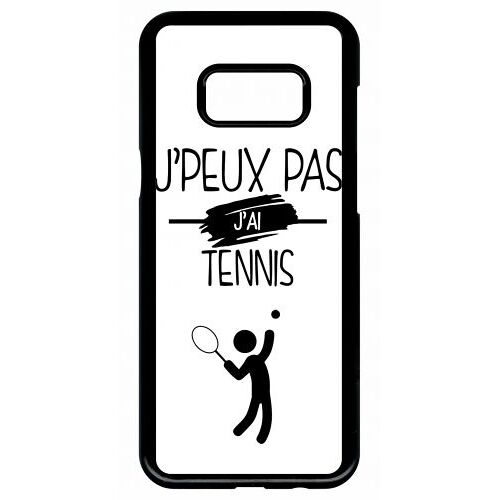 Coque pour galaxy s8+ - j peux pas j ai tennis fond blanc - noir